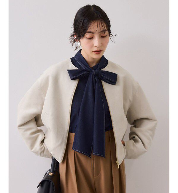 VIS「合皮パイピングキルトアソートブルゾン」|ブルゾン・スタジャン|ベージュ(27)