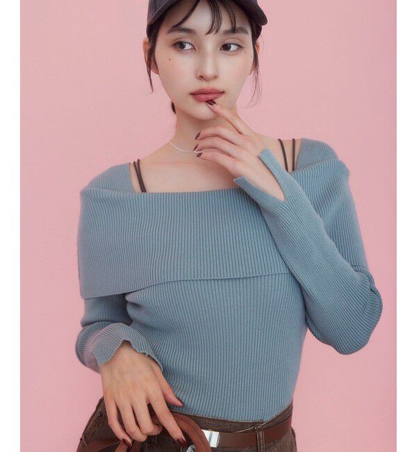 VIS「オフショルダーモチモチリブニット」|ニット・セーター|