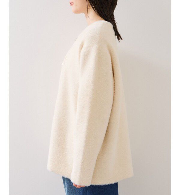 VIS「接結メタルボタンミニフェザーニットコート」|ノーカラージャケット|