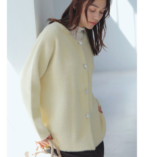 VIS「接結メタルボタンミニフェザーニットコート」|ノーカラージャケット|