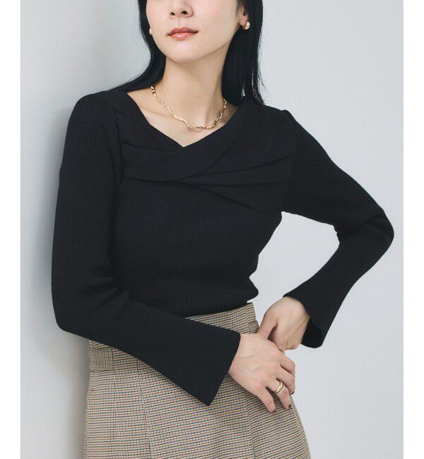 VIS「アシメねじれデザインリブニット」|ニット・セーター|