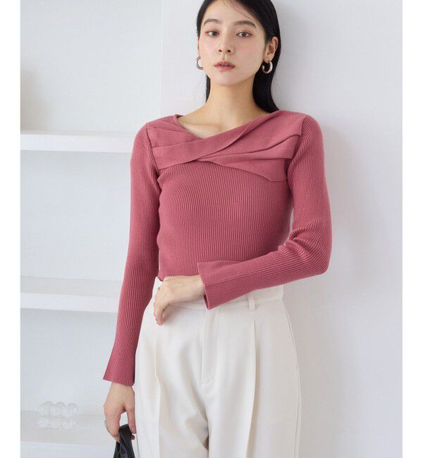 VIS「アシメねじれデザインリブニット」|ニット・セーター|