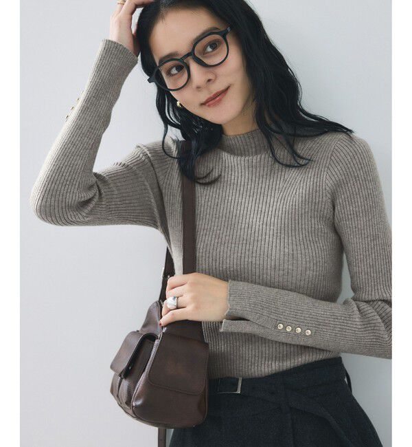 VIS「スリーブ釦アクセントリブニット/静電気防止」|ニット・セーター|グレー(07)