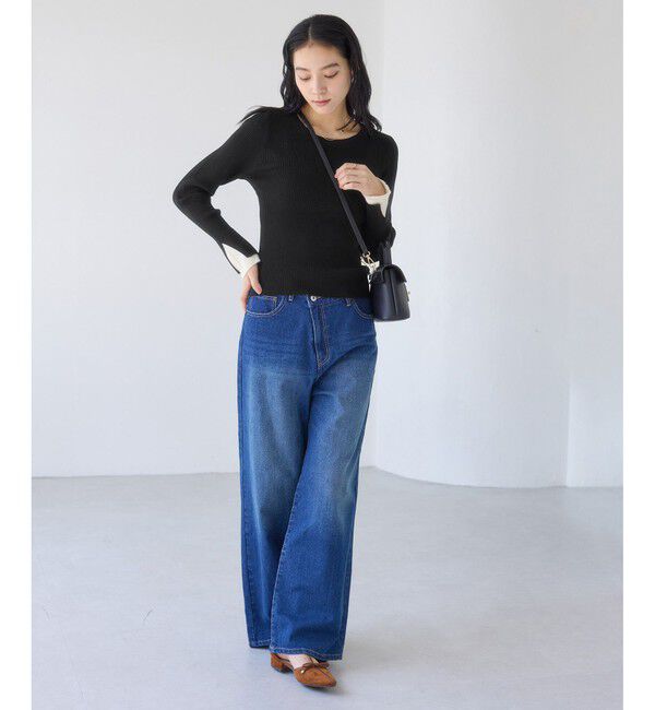 VIS「配色ダブルスリーブリブニット」|ニット・セーター|