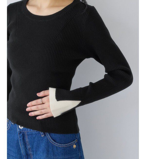 VIS「配色ダブルスリーブリブニット」|ニット・セーター|