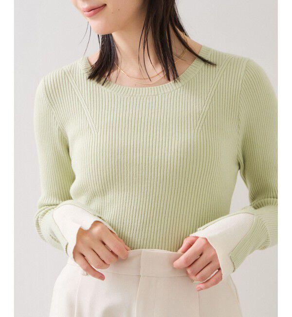 VIS「配色ダブルスリーブリブニット」|ニット・セーター|