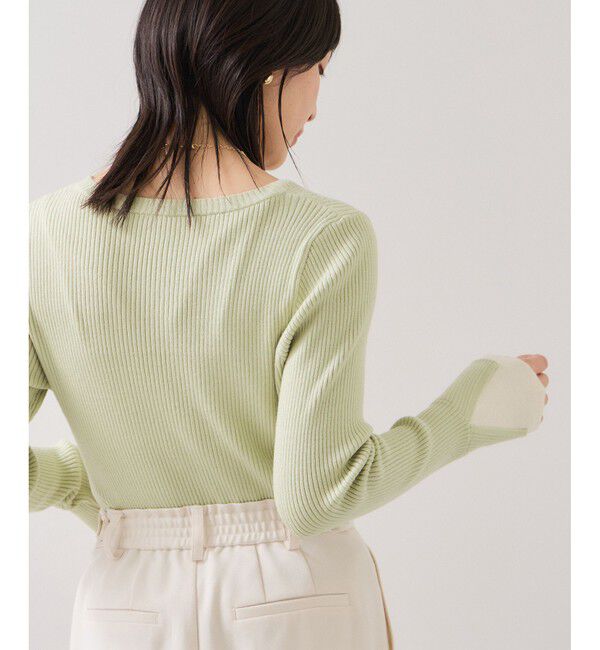 VIS「配色ダブルスリーブリブニット」|ニット・セーター|