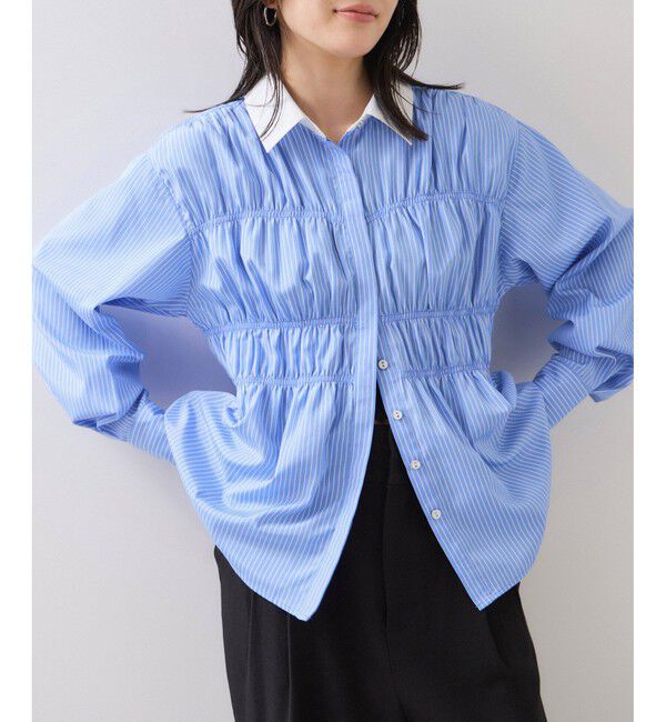 VIS「シャーリングデザインシャツ」|シャツ・ブラウス|ブルー系(45)