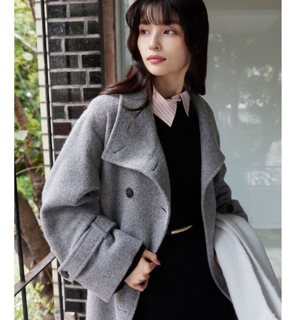 VIS「尾州シャギースタンドカラーロングコート/静電気防止・WEB限定PS・TMサイズ」|その他|