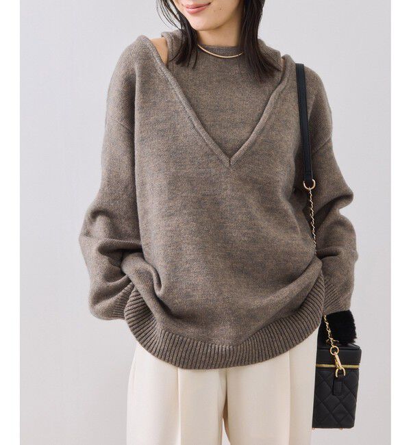 VIS「【WEB限定】アンサンブル風Vネックニット」|ニット・セーター|ベージュ系(28)