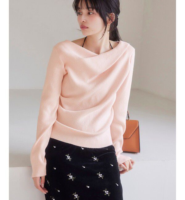 VIS「【美得】ドレープオフショルダーリブニット/イージーケア」|ニット・セーター|
