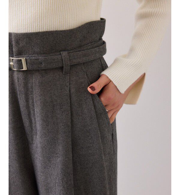 VIS「起毛ウールライク版ベルトディテールタックワイドパンツ」|チノ|