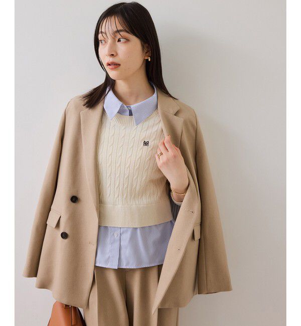 VIS「ハイゲージケーブシャツドッキングプルオーバー」|ニット・セーター|