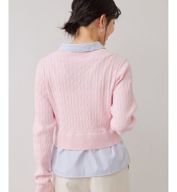 VIS「ハイゲージケーブシャツドッキングプルオーバー」|ニット・セーター|