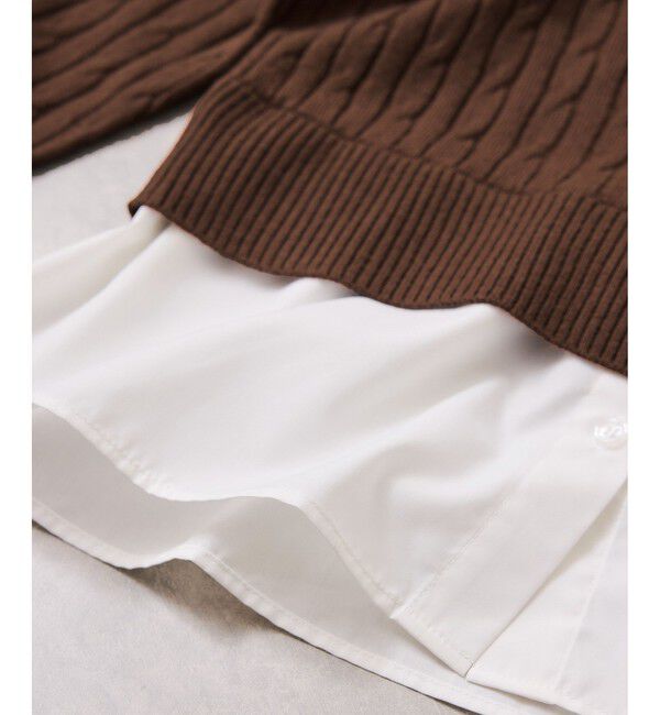 VIS「ハイゲージケーブシャツドッキングプルオーバー」|ニット・セーター|