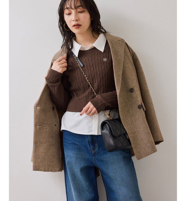 VIS「ハイゲージケーブシャツドッキングプルオーバー」|ニット・セーター|