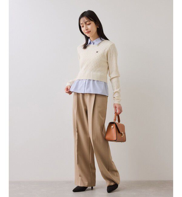 VIS「ハイゲージケーブシャツドッキングプルオーバー」|ニット・セーター|