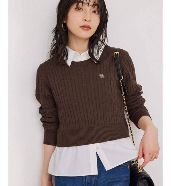 VIS「ハイゲージケーブシャツドッキングプルオーバー」|ニット・セーター|