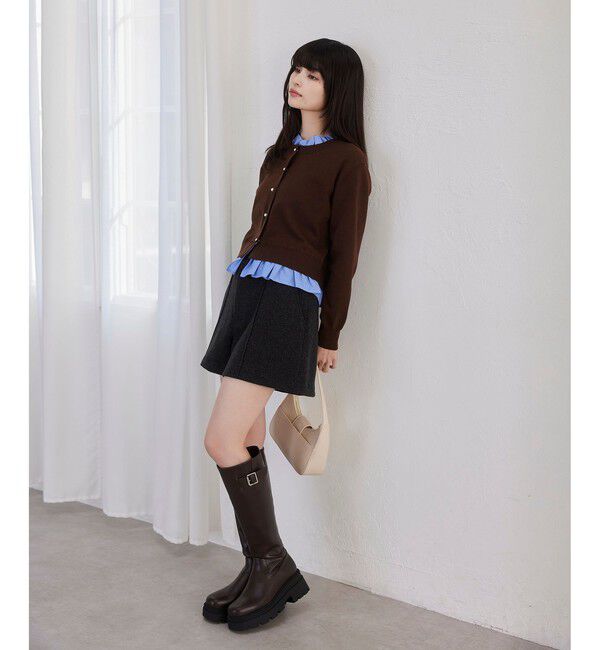 VIS「フリル襟ドッキングニットカーディガントップス」|ニット・セーター|