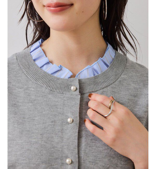 VIS「フリル襟ドッキングニットカーディガントップス」|ニット・セーター|