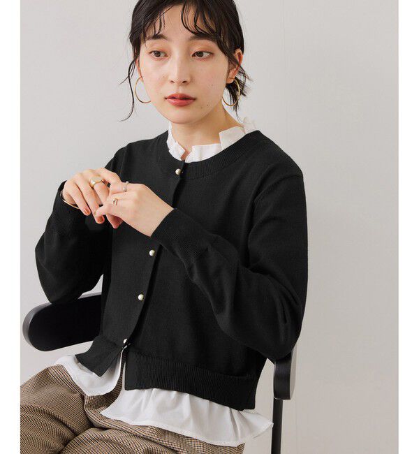 VIS「フリル襟ドッキングニットカーディガントップス」|ニット・セーター|