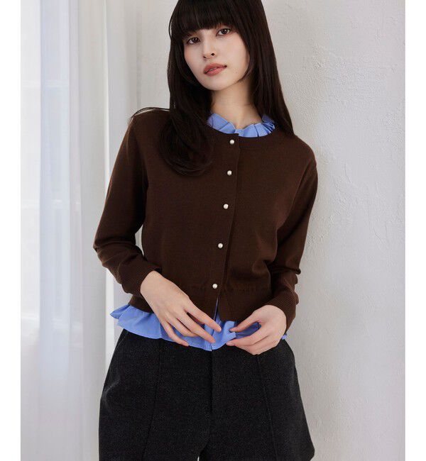 VIS「フリル襟ドッキングニットカーディガントップス」|ニット・セーター|