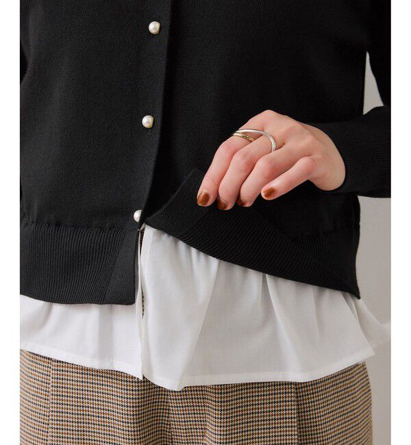 VIS「フリル襟ドッキングニットカーディガントップス」|ニット・セーター|