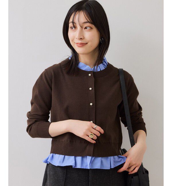 VIS「フリル襟ドッキングニットカーディガントップス」|ニット・セーター|