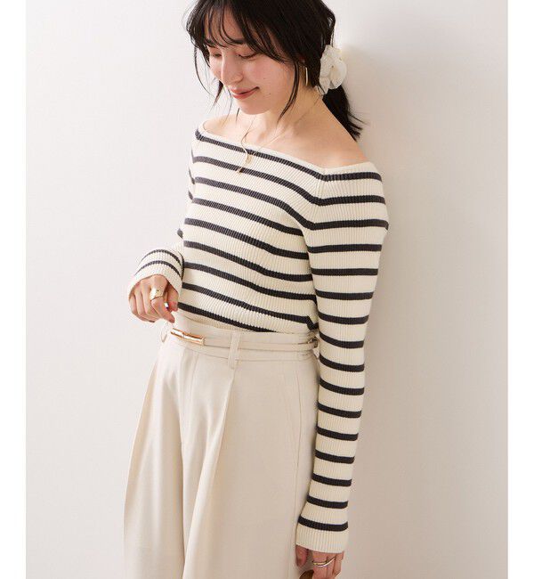 VIS「スクエアネックニットプルオーバー」|ニット・セーター|オフホワイト(15)