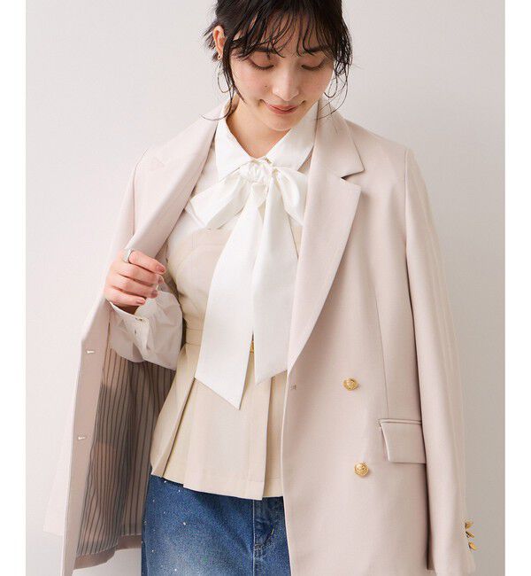 VIS「【美easy】コンフォートボウタイドッキングシャツ/イージーケア・2WAY」|シャツ・ブラウス|ベージュ(27)