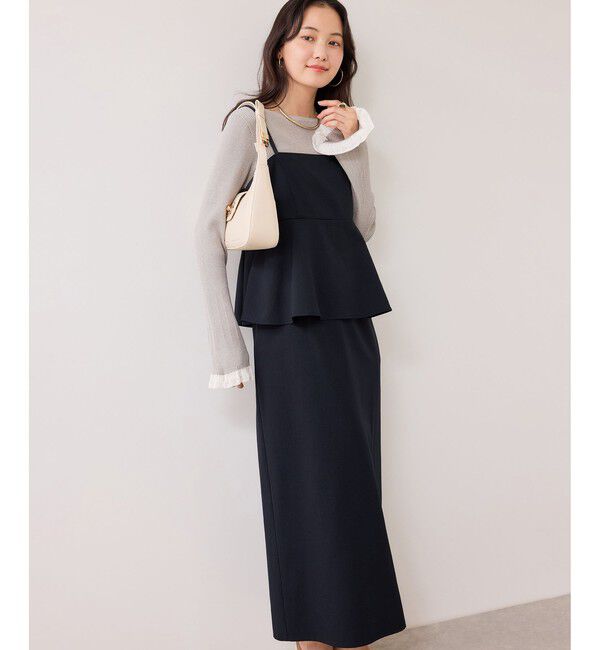 VIS「【WEB限定】美easyコンフォートツイルペプラム切替キャミワンピース/イージーケア・UVケア」|ワンピース|