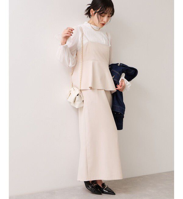 VIS「【WEB限定】美easyコンフォートツイルペプラム切替キャミワンピース/イージーケア・UVケア」|ワンピース|