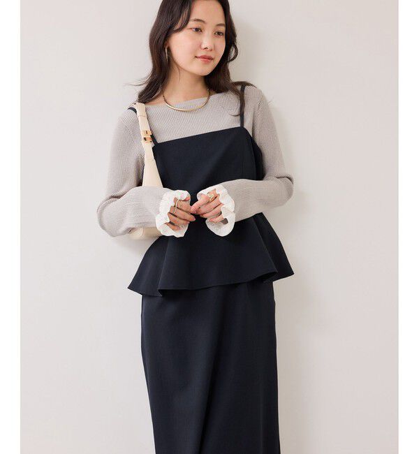 VIS「【WEB限定】美easyコンフォートツイルペプラム切替キャミワンピース/イージーケア・UVケア」|ワンピース|ネイビー(40)