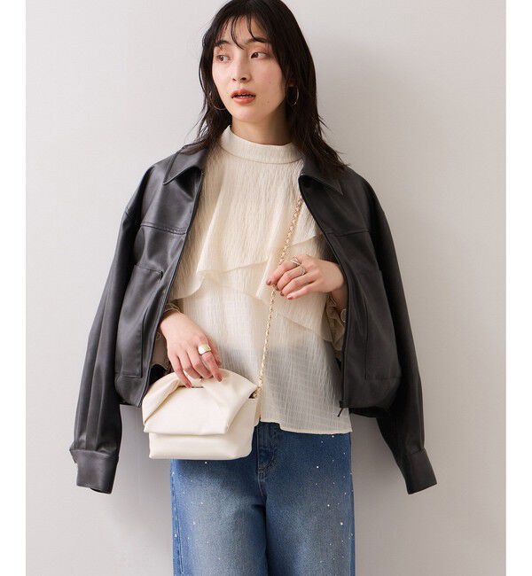 VIS「アウトポケット合皮ブルゾン」|ブルゾン・スタジャン|