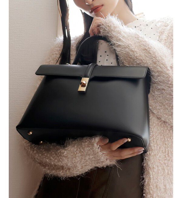 VIS「ひねり金具ワンハンドルバッグ/2WAY,軽量」|ハンドバッグ|ブラック系(02)