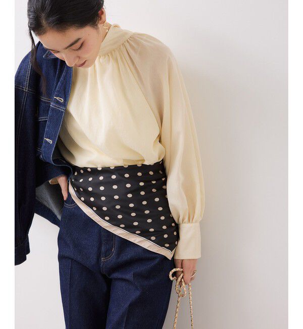 VIS「ドット柄スカーフ 70&times;70cm」|バンダナ・スカーフ|ブラック系(02)