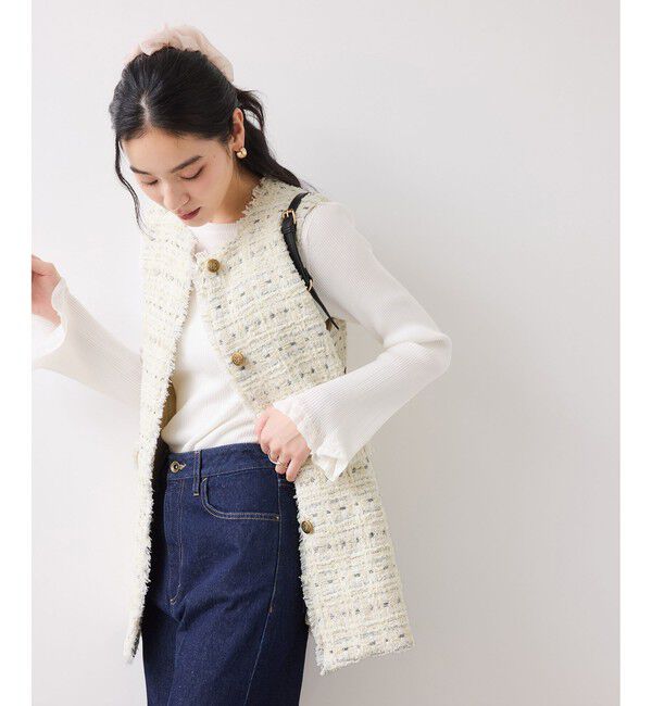 VIS「【WEB限定】ノーカラーツイードジレ」|ベスト・ジレ|