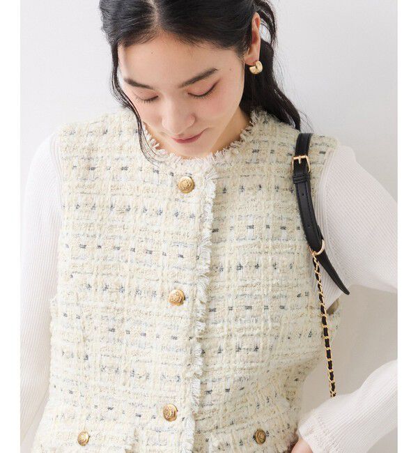 VIS「【WEB限定】ノーカラーツイードジレ」|ベスト・ジレ|
