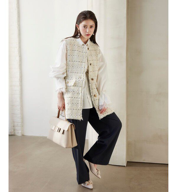 VIS「【WEB限定】ノーカラーツイードジレ」|ベスト・ジレ|