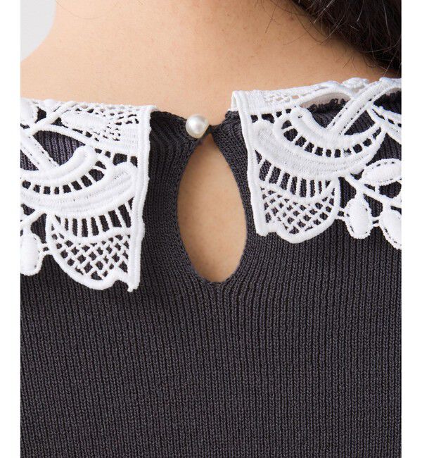 VIS「レースカラーニットプルオーバー/イージーケア」|ニット・セーター|