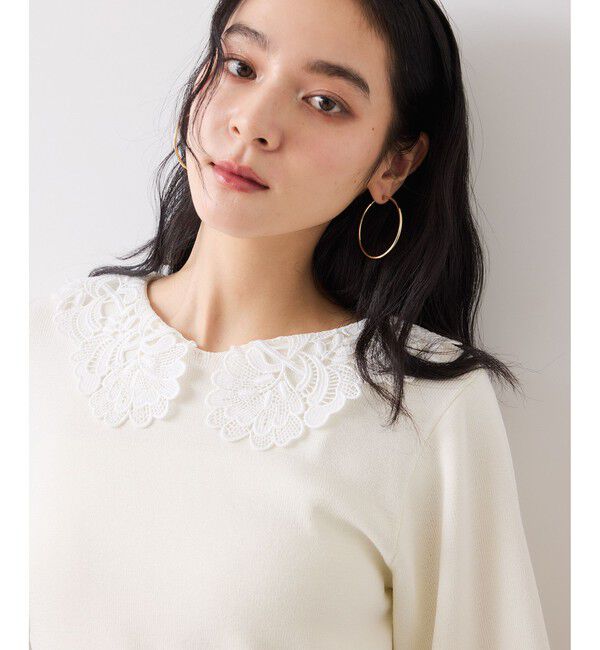 VIS「レースカラーニットプルオーバー/イージーケア」|ニット・セーター|