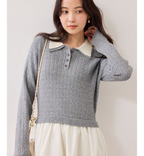 VIS「ダブルカラーポロニットドッキングワンピース」|ワンピース|