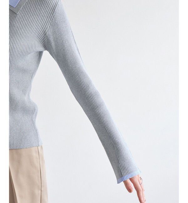 VIS「ダブルカラーポロニットトップス」|ニット・セーター|