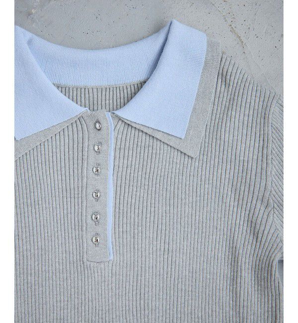 VIS「ダブルカラーポロニットトップス」|ニット・セーター|