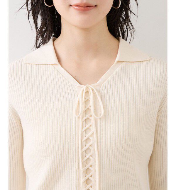 VIS「レースアップリブニット」|ニット・セーター|