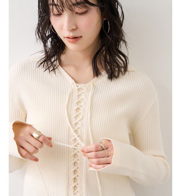 VIS「レースアップリブニット」|ニット・セーター|