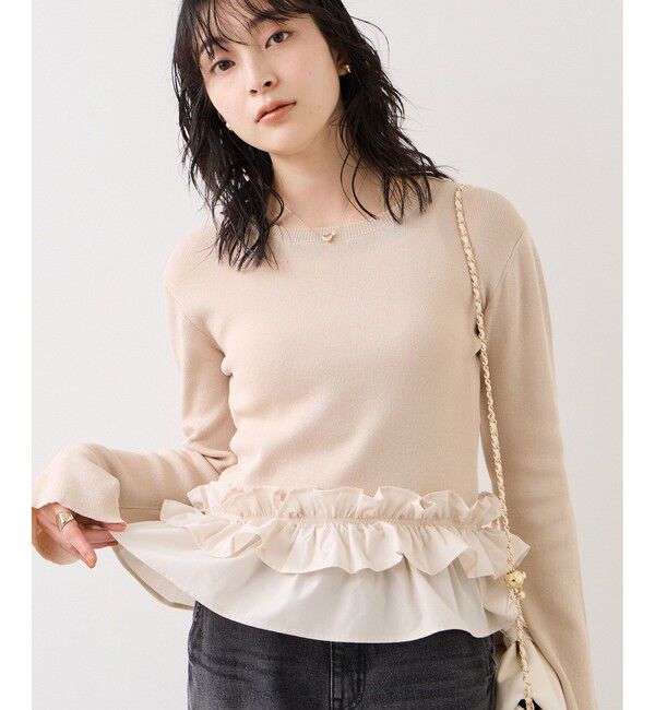 VIS「裾フリルティアードドッキングニット」|ニット・セーター|