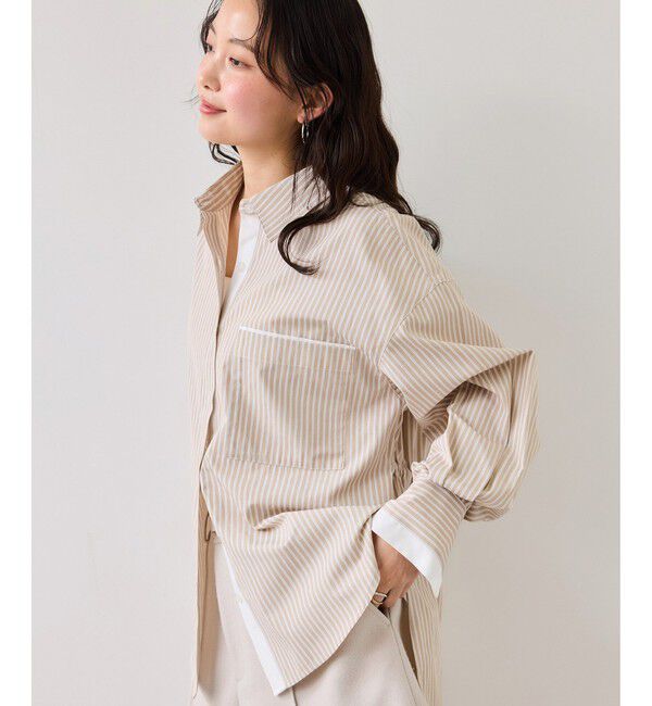 VIS「ウエストリボンシャツ/イージーケア・WEB限定カラー」|シャツ・ブラウス|ベージュ(27)