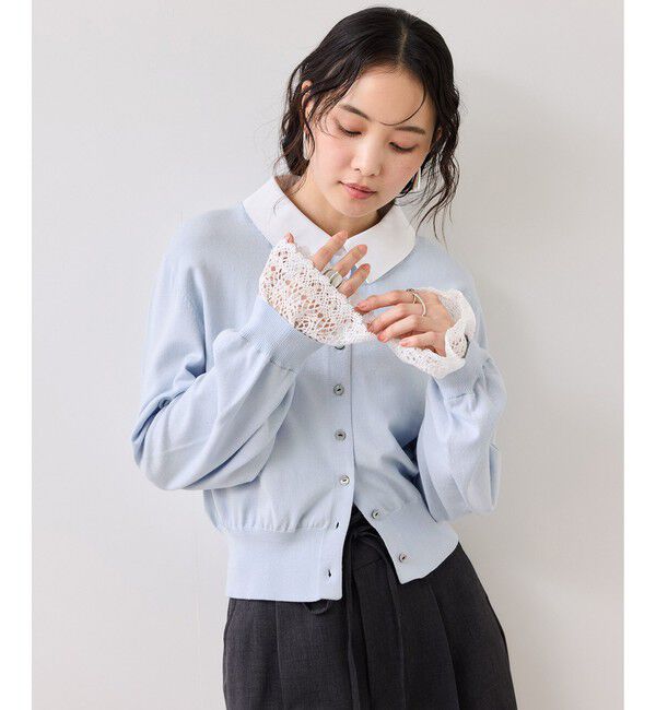 VIS「レースカフスドッキングニットカーディガン」|カーディガン|