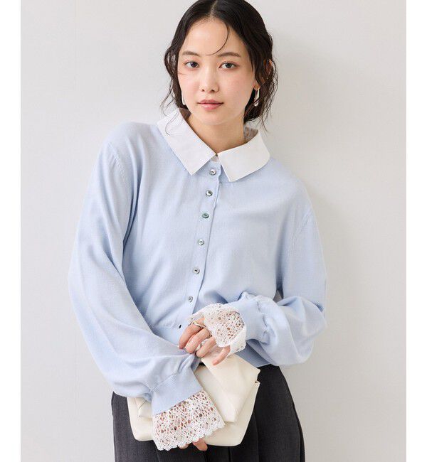 VIS「レースカフスドッキングニットカーディガン」|カーディガン|